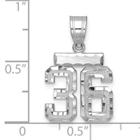 14kw Small Brushed Diamond-cut Number 36 Charm-WSN36