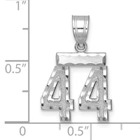 14kw Small Brushed Diamond-cut Number 44 Charm-WSN44