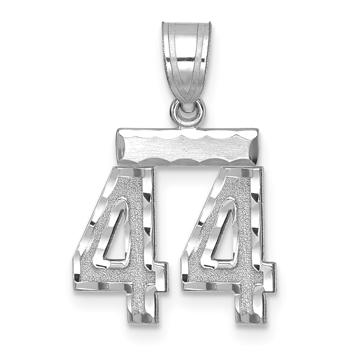 14kw Small Brushed Diamond-cut Number 44 Charm-WSN44