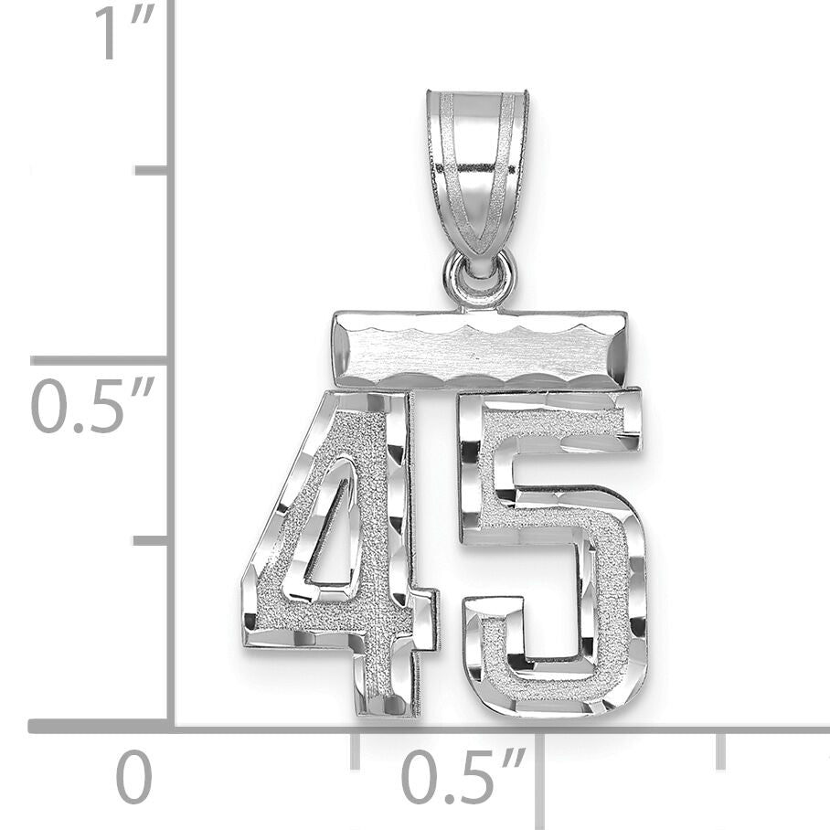 14kw Small Brushed Diamond-cut Number 45 Charm-WSN45