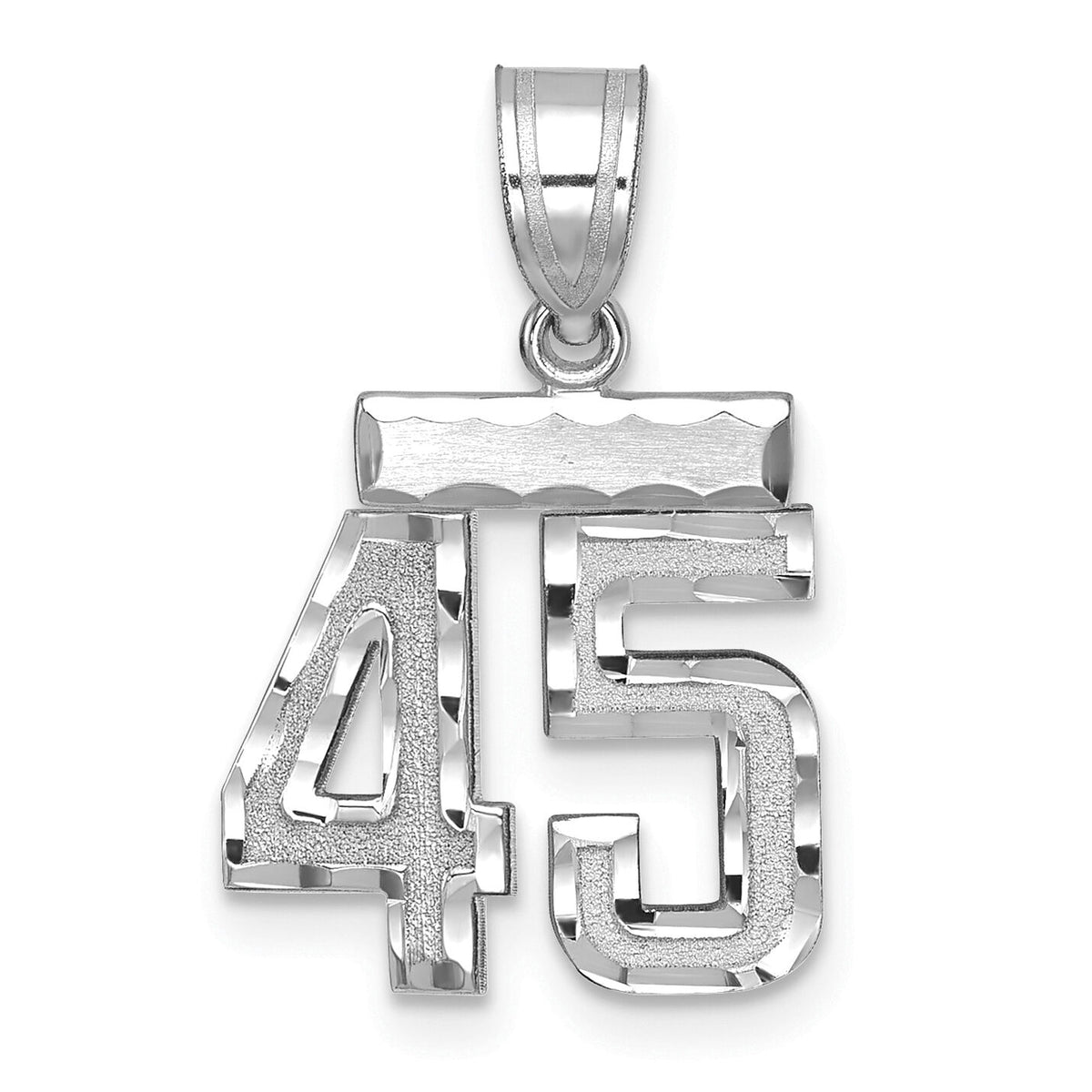 14kw Small Brushed Diamond-cut Number 45 Charm-WSN45