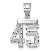 14kw Small Brushed Diamond-cut Number 45 Charm-WSN45
