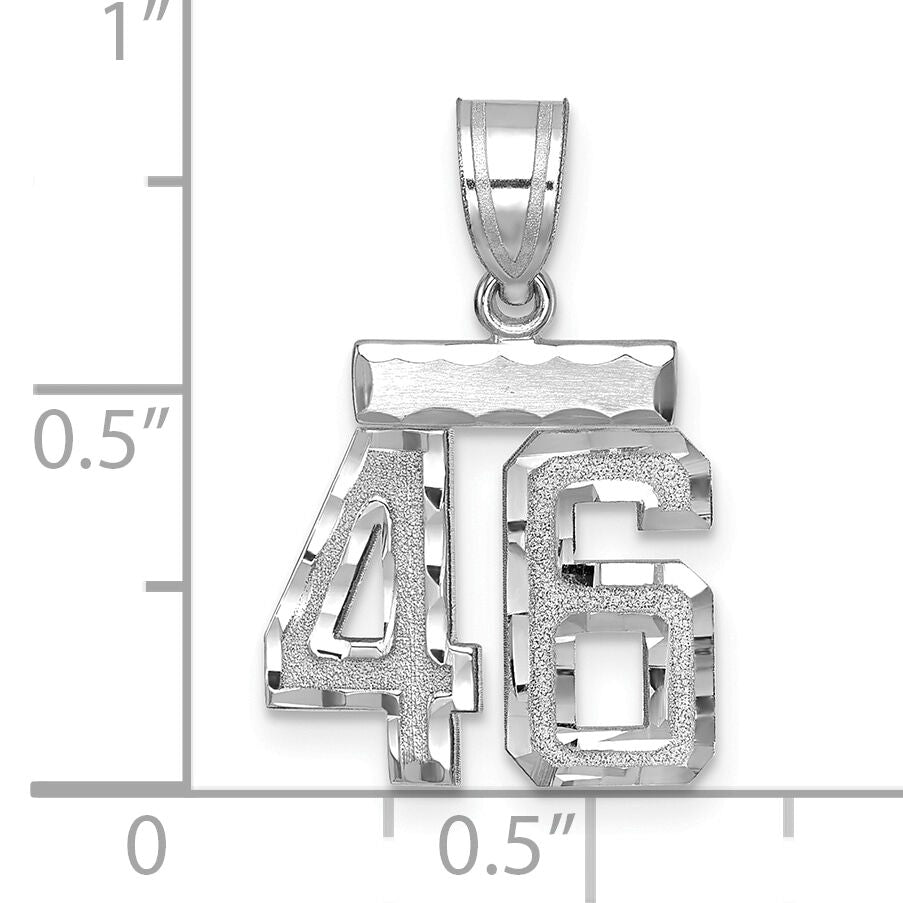 14kw Small Brushed Diamond-cut Number 46 Charm-WSN46