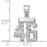 14kw Small Brushed Diamond-cut Number 46 Charm-WSN46