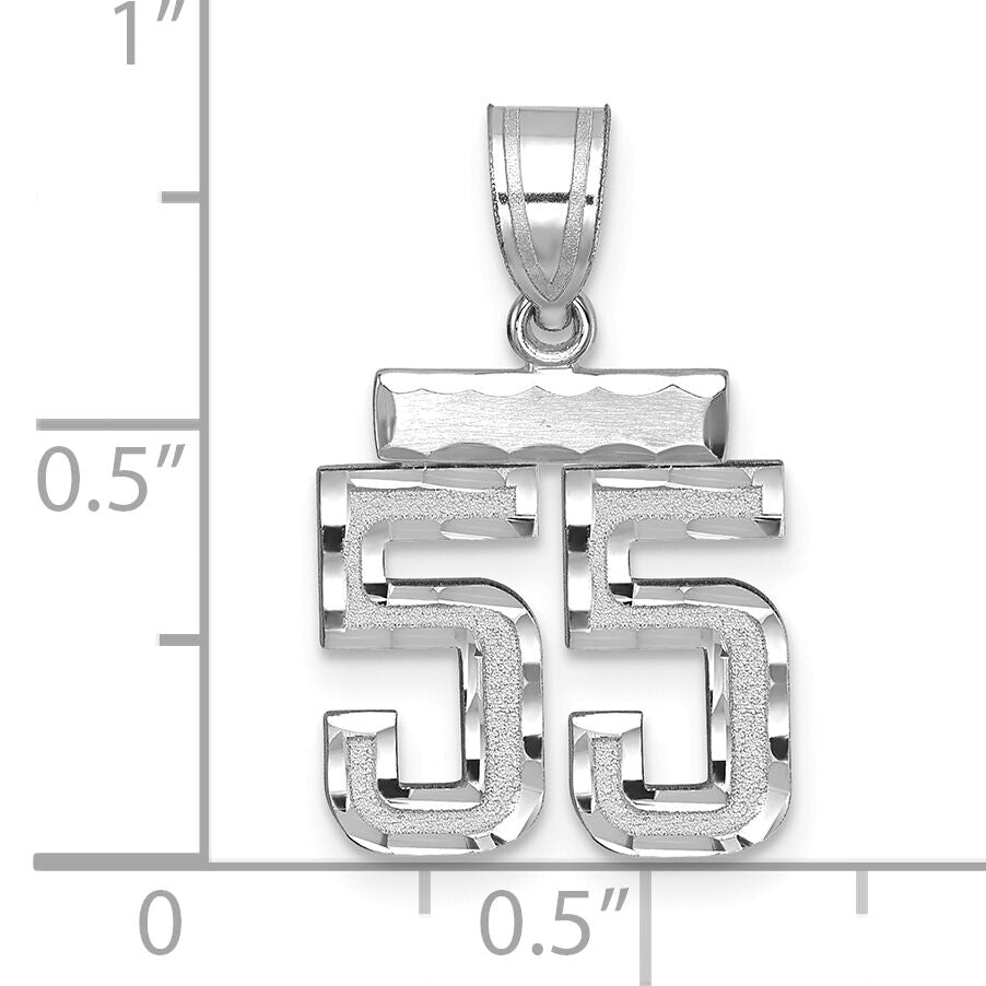 14kw Small Brushed Diamond-cut Number 55 Charm-WSN55