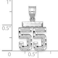 14kw Small Brushed Diamond-cut Number 55 Charm-WSN55