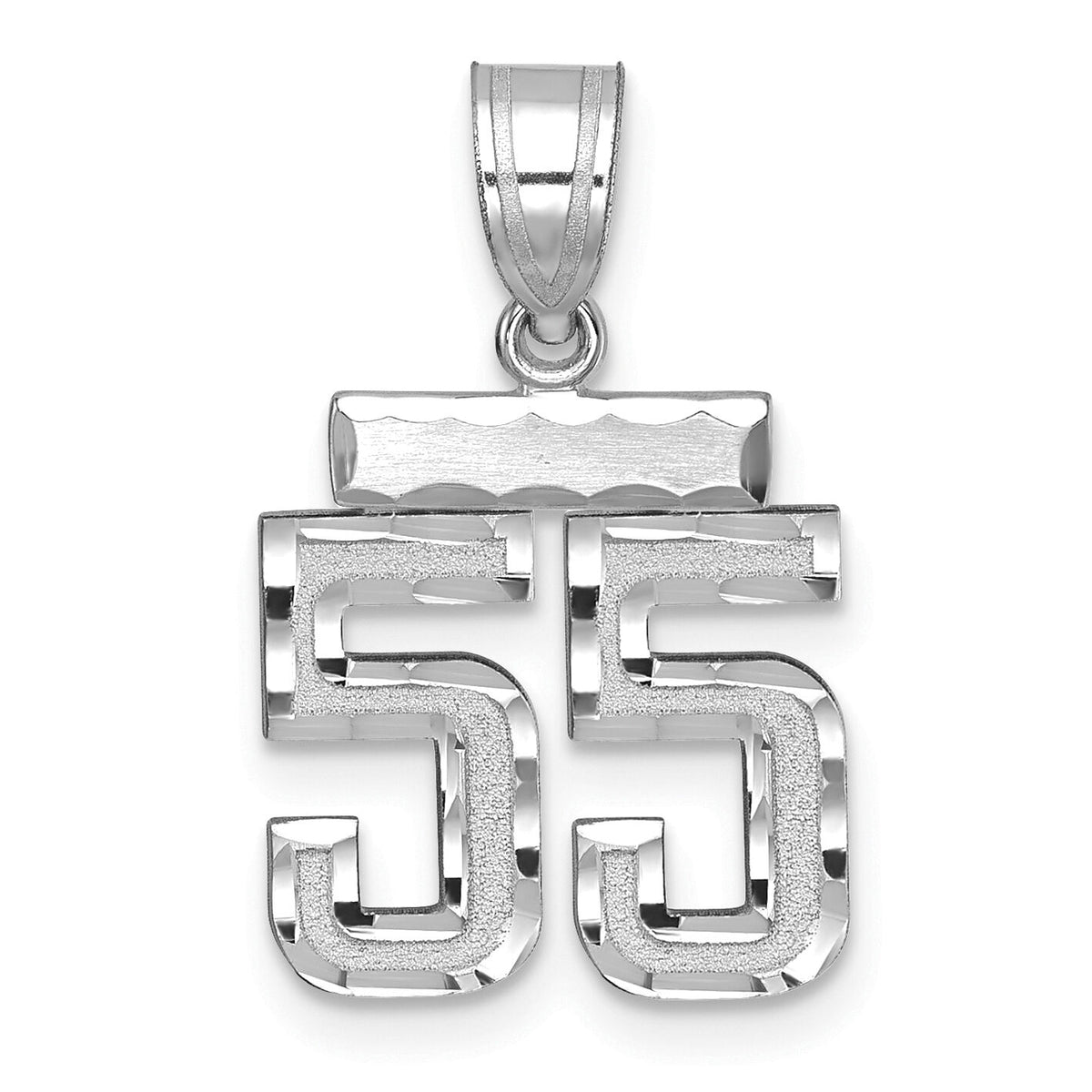 14kw Small Brushed Diamond-cut Number 55 Charm-WSN55