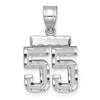 14kw Small Brushed Diamond-cut Number 55 Charm-WSN55