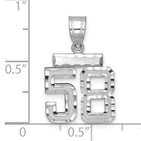 14kw Small Brushed Diamond-cut Number 58 Charm-WSN58