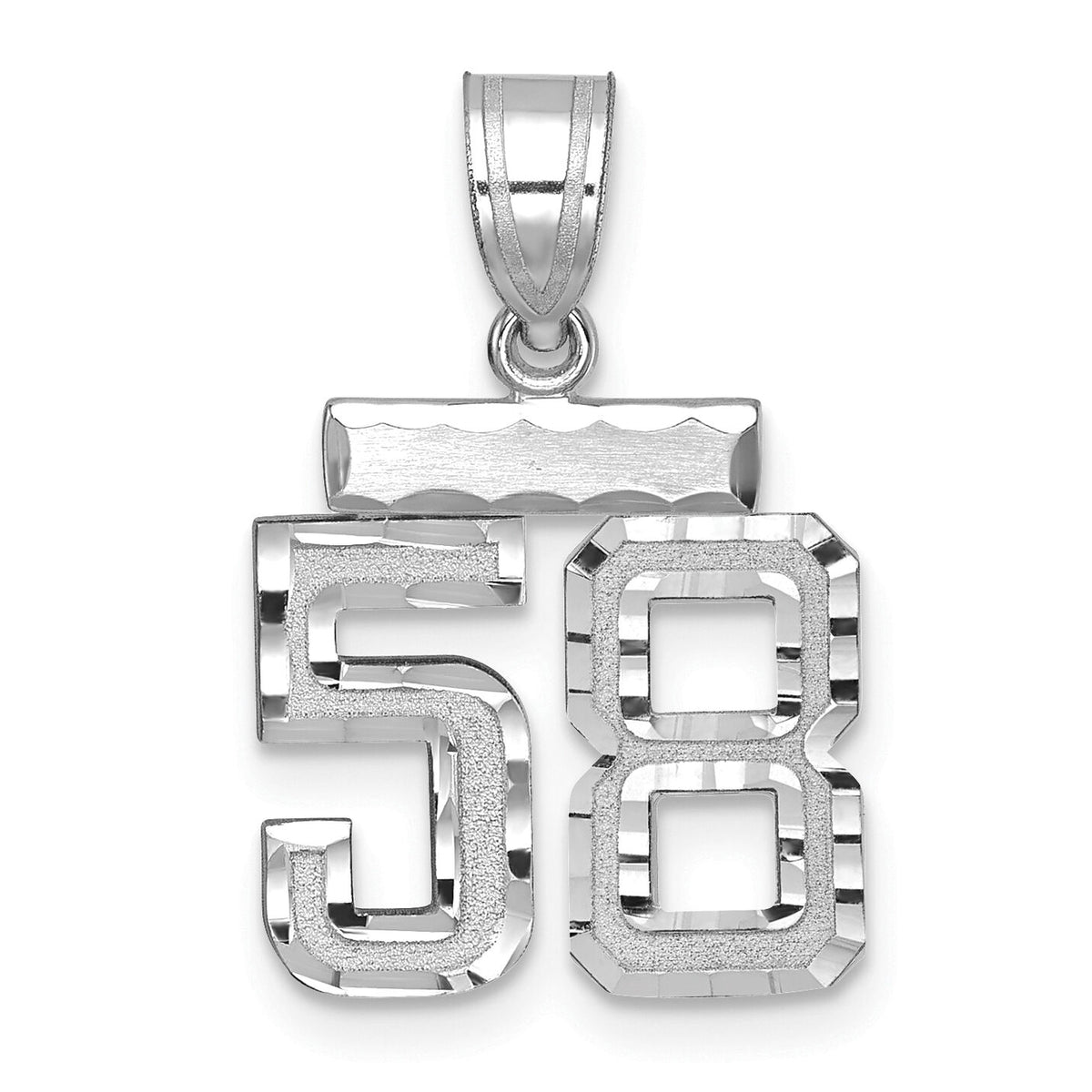 14kw Small Brushed Diamond-cut Number 58 Charm-WSN58