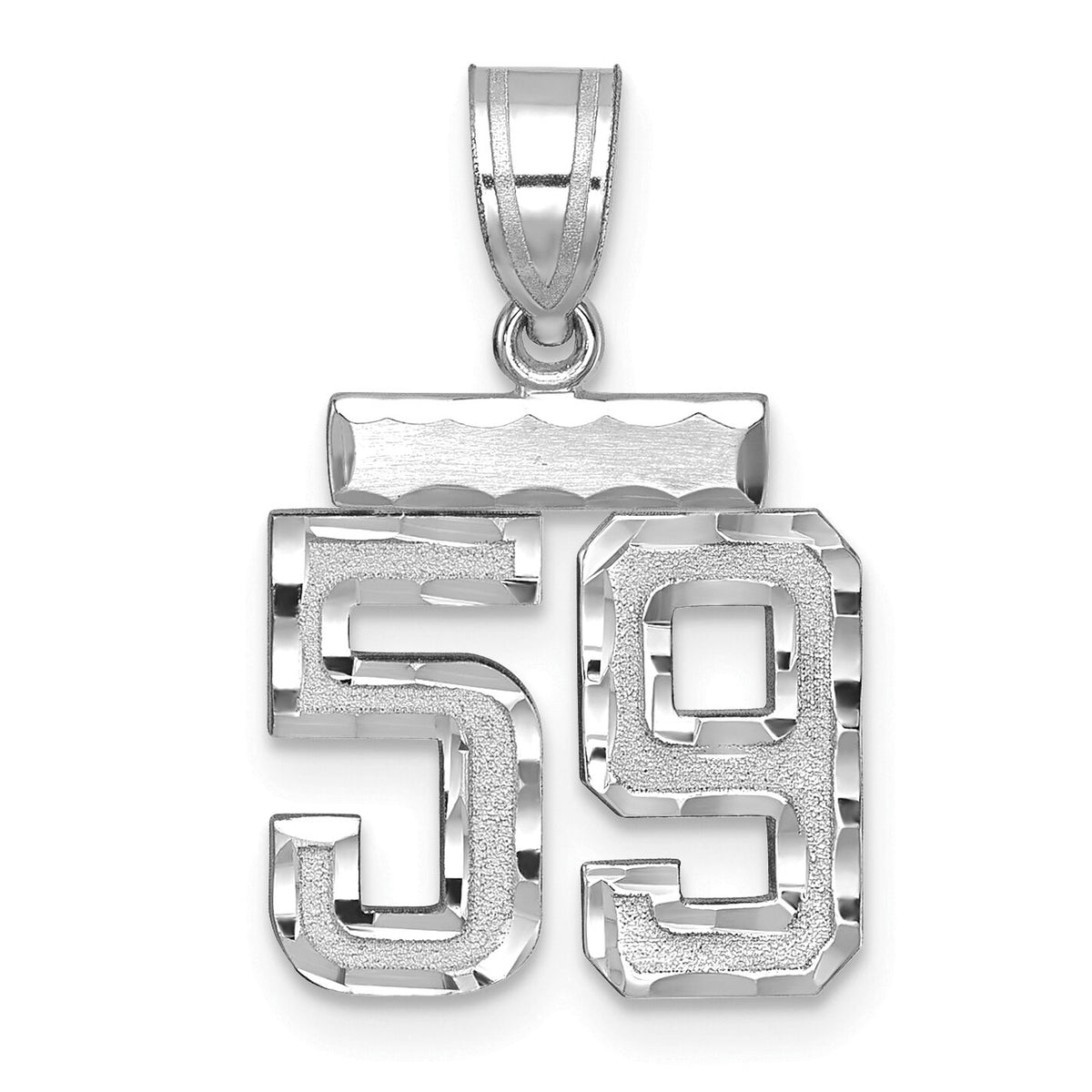 14kw Small Brushed Diamond-cut Number 59 Charm-WSN59