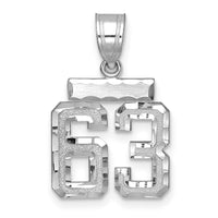 14kw Small Brushed Diamond-cut Number 63 Charm-WSN63