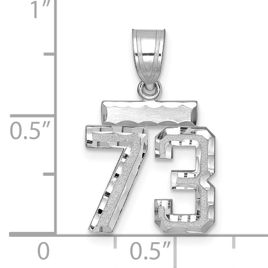 14kw Small Brushed Diamond-cut Number 73 Charm-WSN73