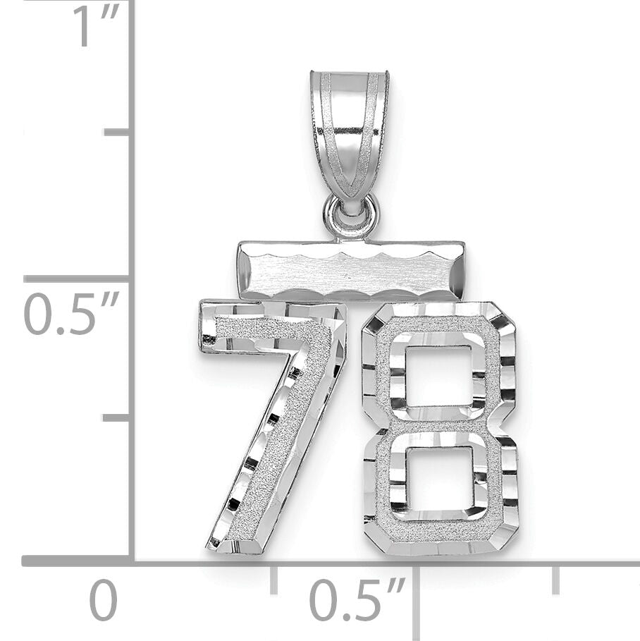 14kw Small Brushed Diamond-cut Number 78 Charm-WSN78