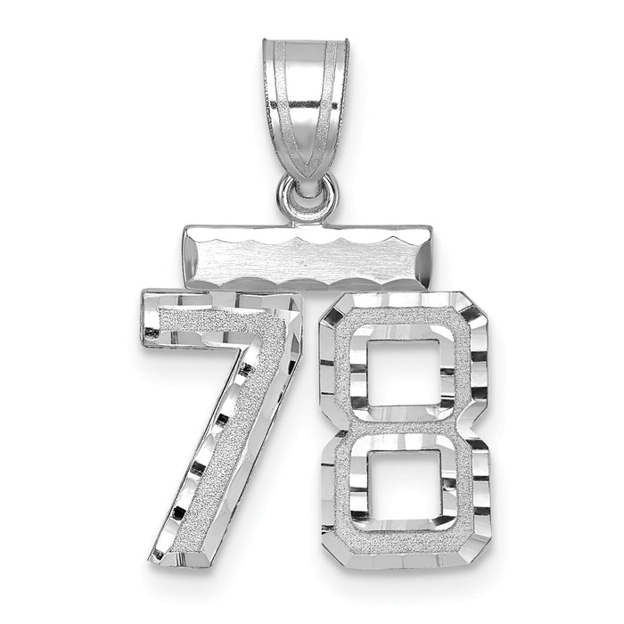 14kw Small Brushed Diamond-cut Number 78 Charm-WSN78