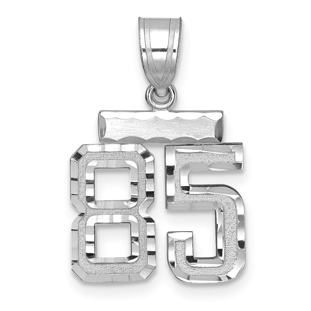 14kw Small Brushed Diamond-cut Number 85 Charm-WSN85