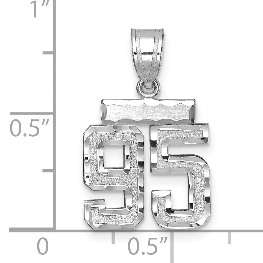 14kw Small Brushed Diamond-cut Number 95 Charm-WSN95