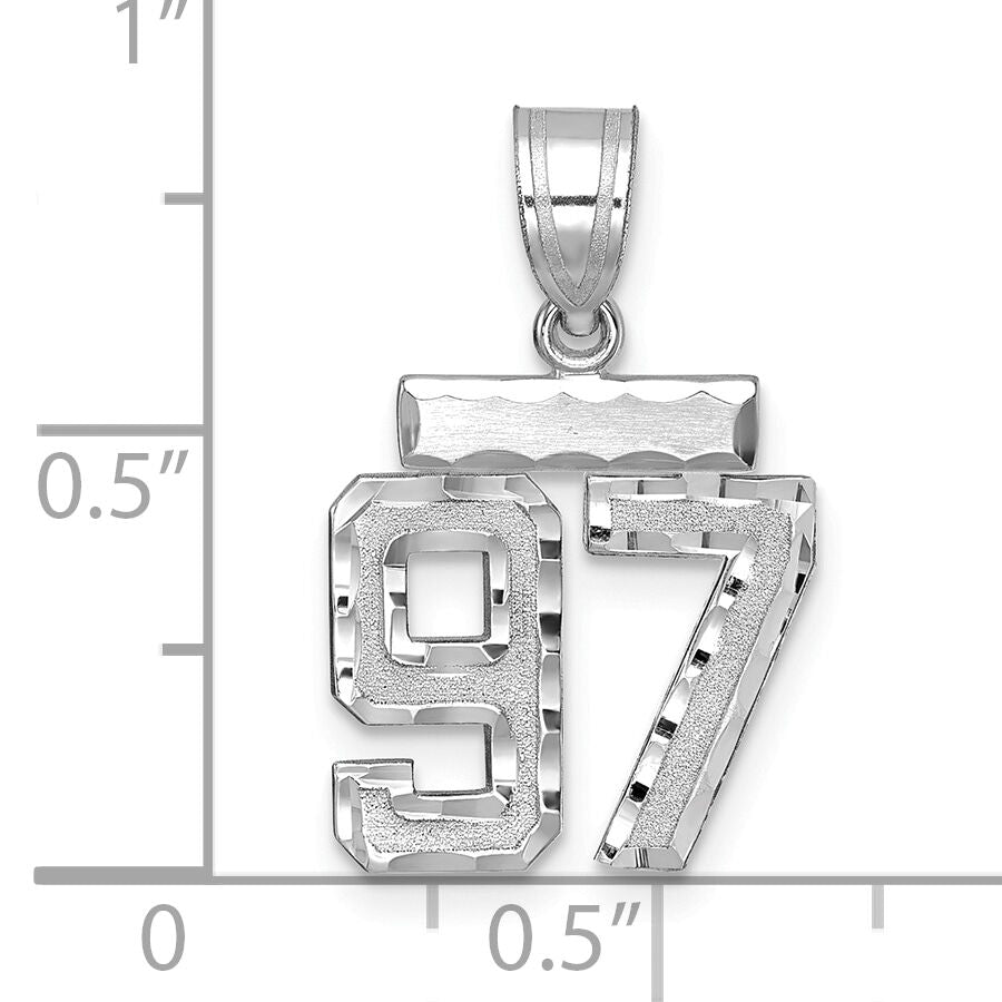 14kw Small Brushed Diamond-cut Number 97 Charm-WSN97