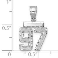 14kw Small Brushed Diamond-cut Number 97 Charm-WSN97