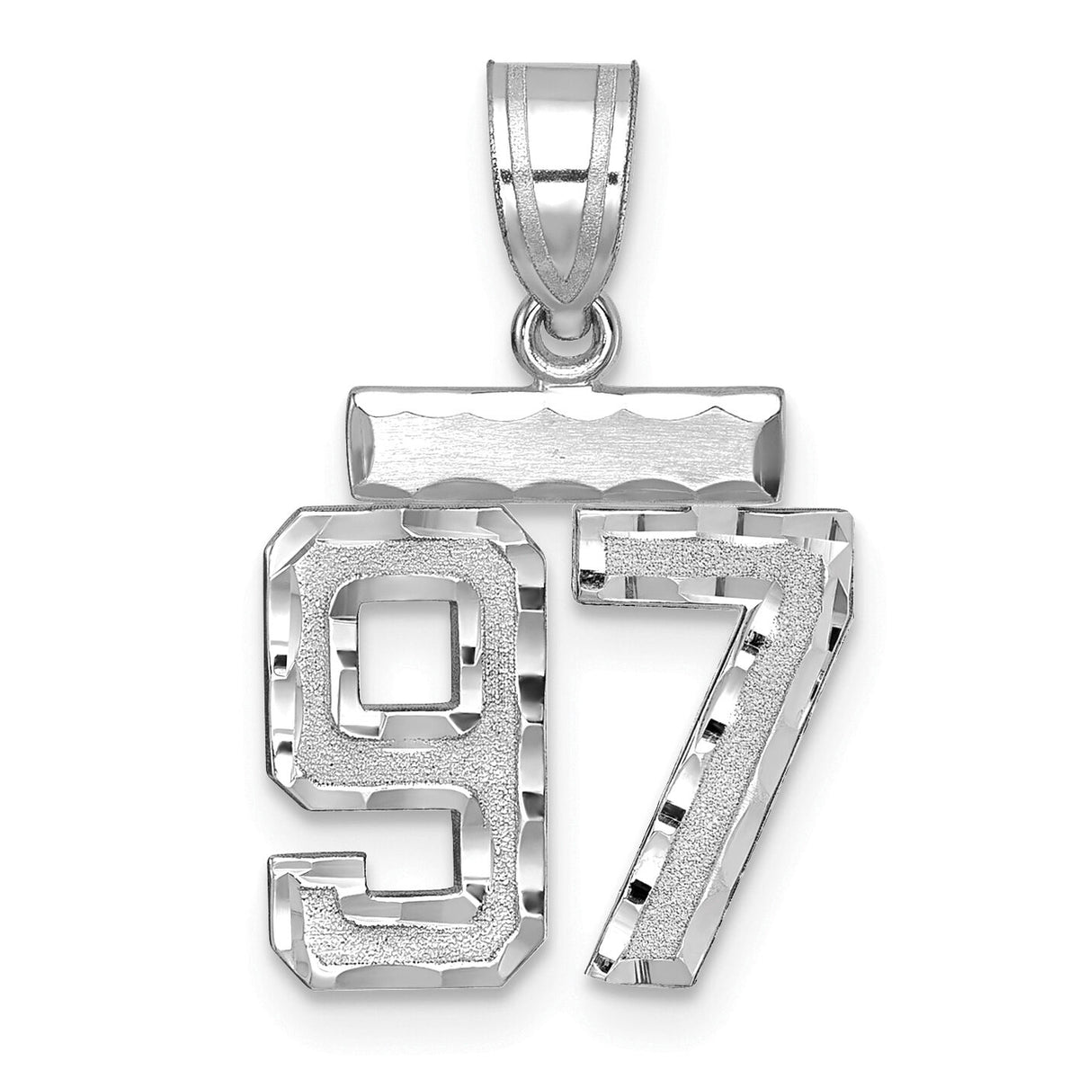 14kw Small Brushed Diamond-cut Number 97 Charm-WSN97