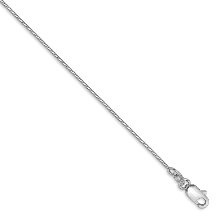 14k White Gold .8mm Round Snake Chain Anklet-WSNA060-9