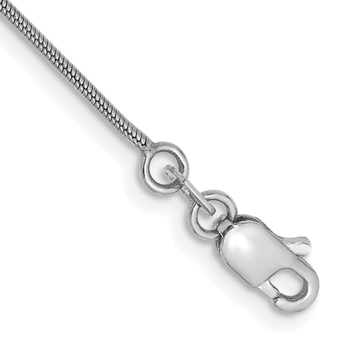 14k White Gold .9mm Round Snake Chain-WSNA080-7