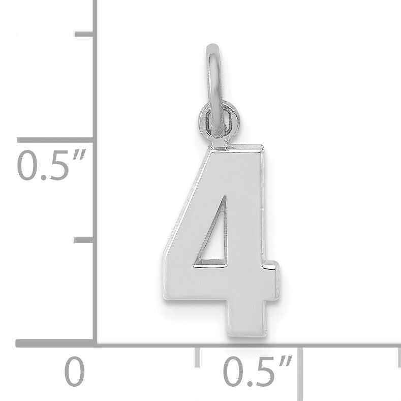 14kw Small Polished Number 4 Charm-WSP04