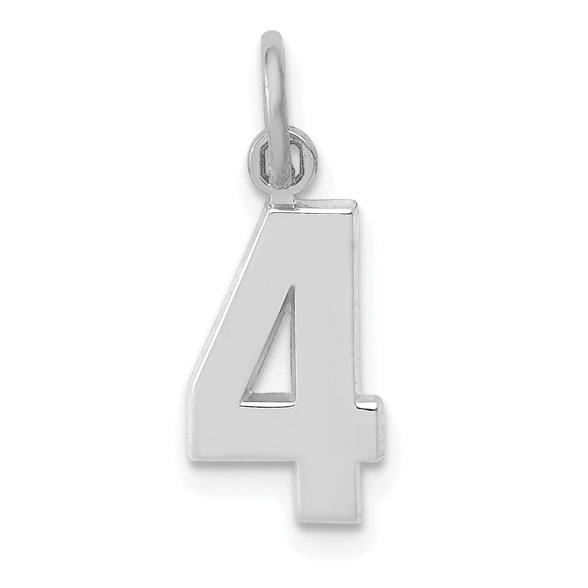 14kw Small Polished Number 4 Charm-WSP04