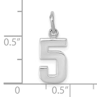 14kw Small Polished Number 5 Charm-WSP05
