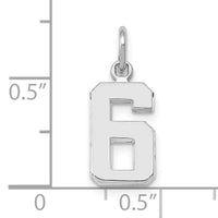 14kw Small Polished Number 6 Charm-WSP06