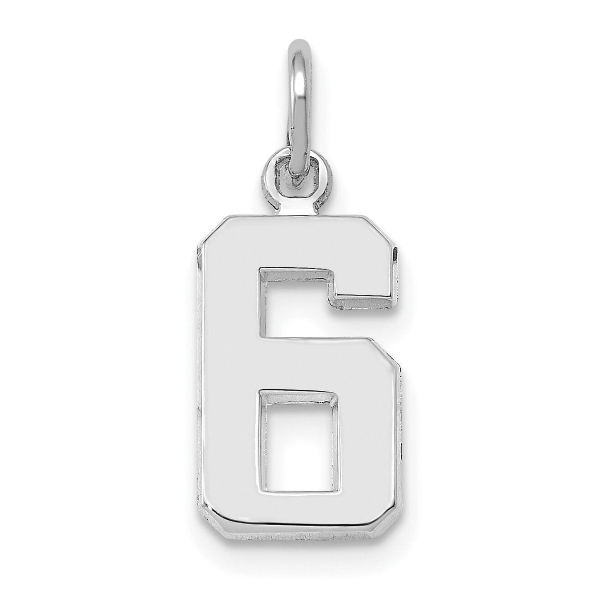 14kw Small Polished Number 6 Charm-WSP06