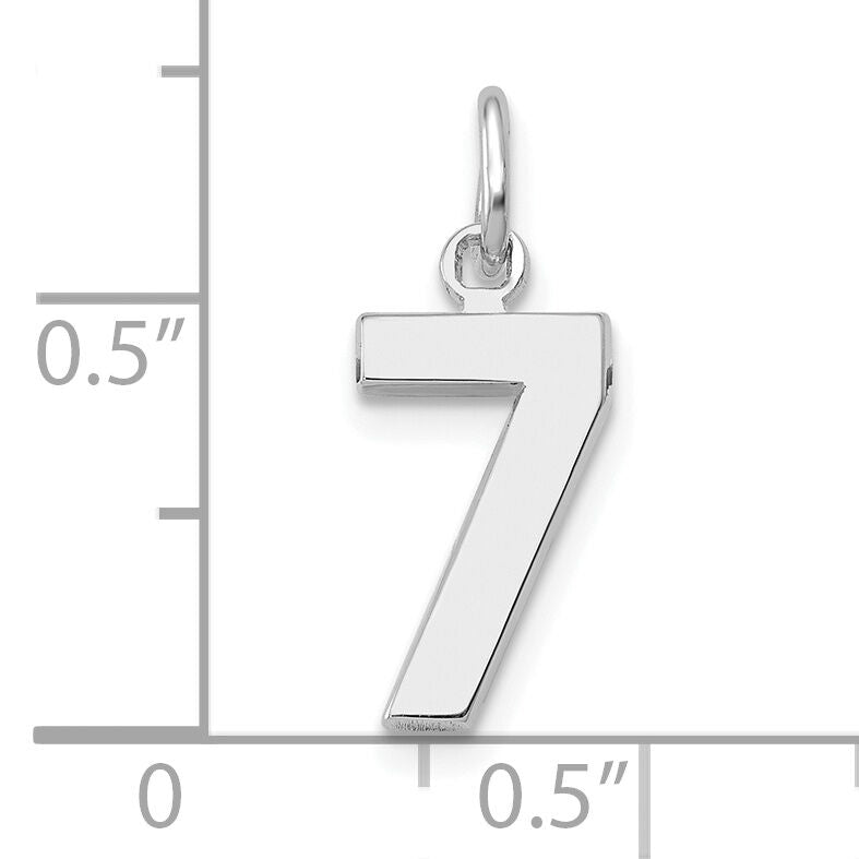 14kw Small Polished Number 7 Charm-WSP07