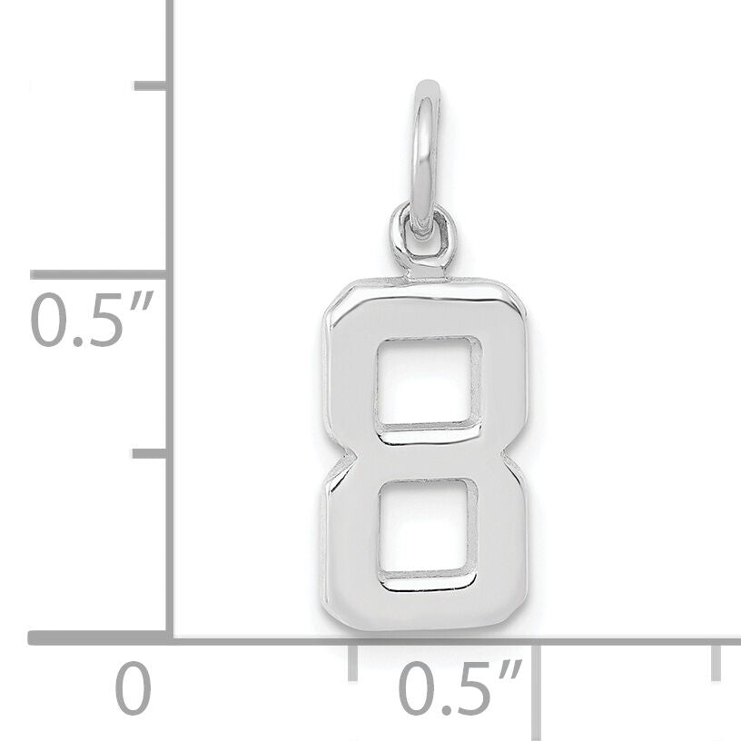 14kw Small Polished Number 8 Charm-WSP08