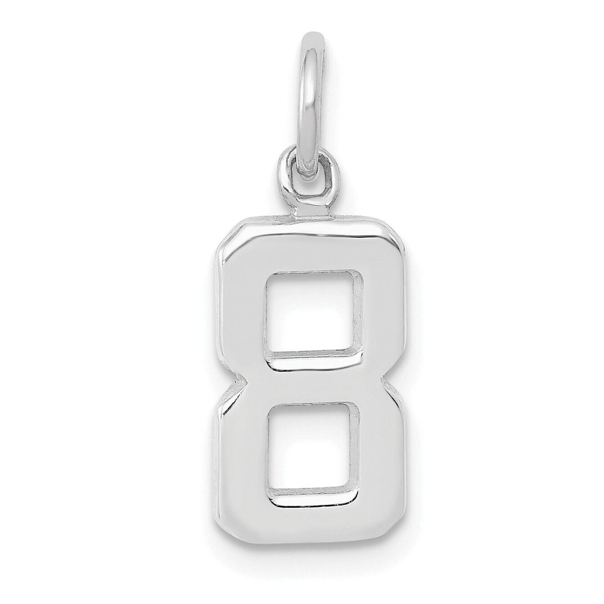 14kw Small Polished Number 8 Charm-WSP08