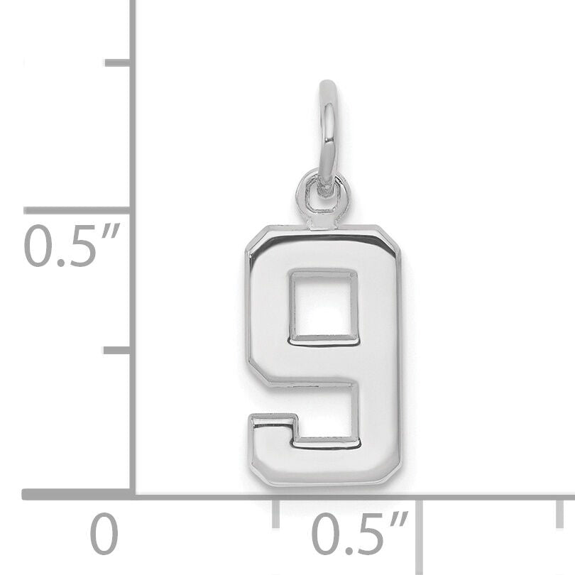 14kw Small Polished Number 9 Charm-WSP09