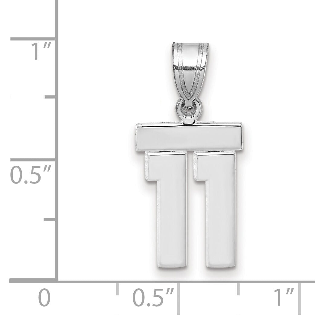 14kw Small Polished Number 11 Charm-WSP11