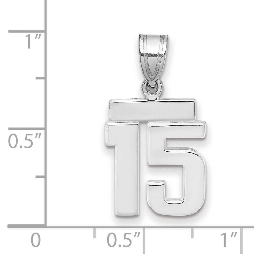 14kw Small Polished Number 15 Charm-WSP15
