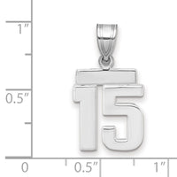 14kw Small Polished Number 15 Charm-WSP15