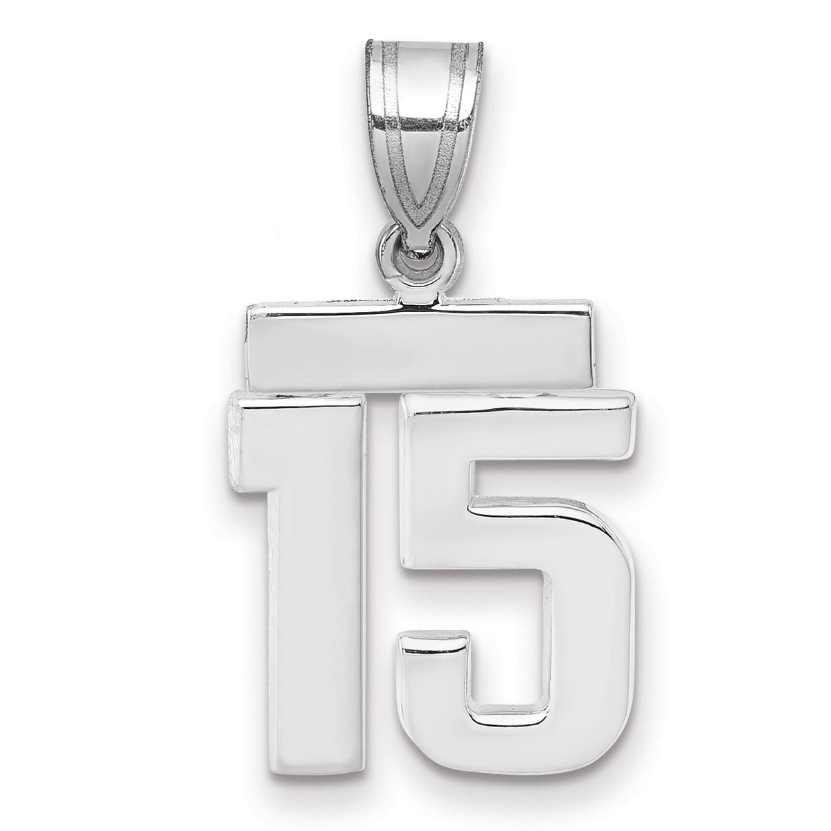 14kw Small Polished Number 15 Charm-WSP15
