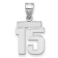14kw Small Polished Number 15 Charm-WSP15