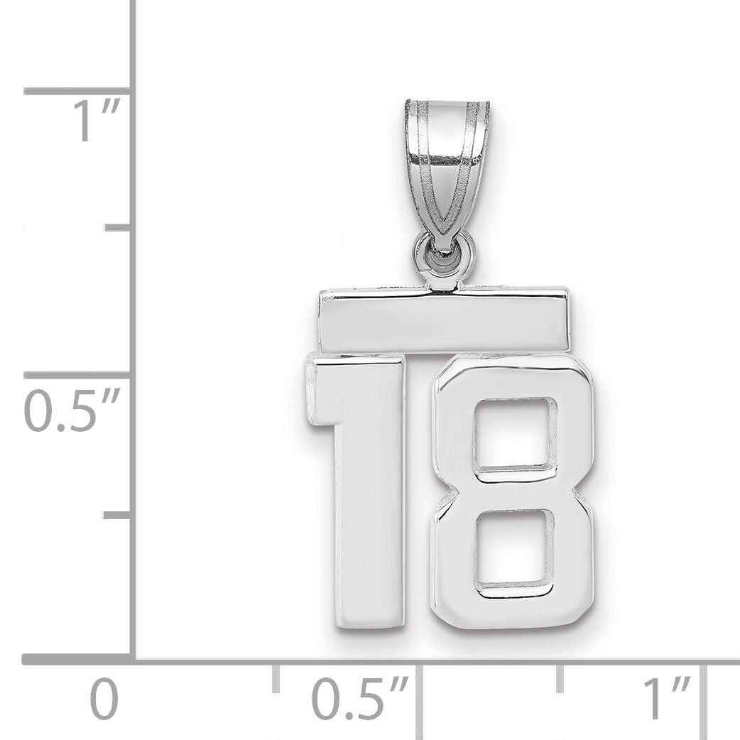 14kw Small Polished Number 18 Charm-WSP18
