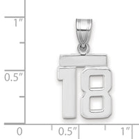 14kw Small Polished Number 18 Charm-WSP18