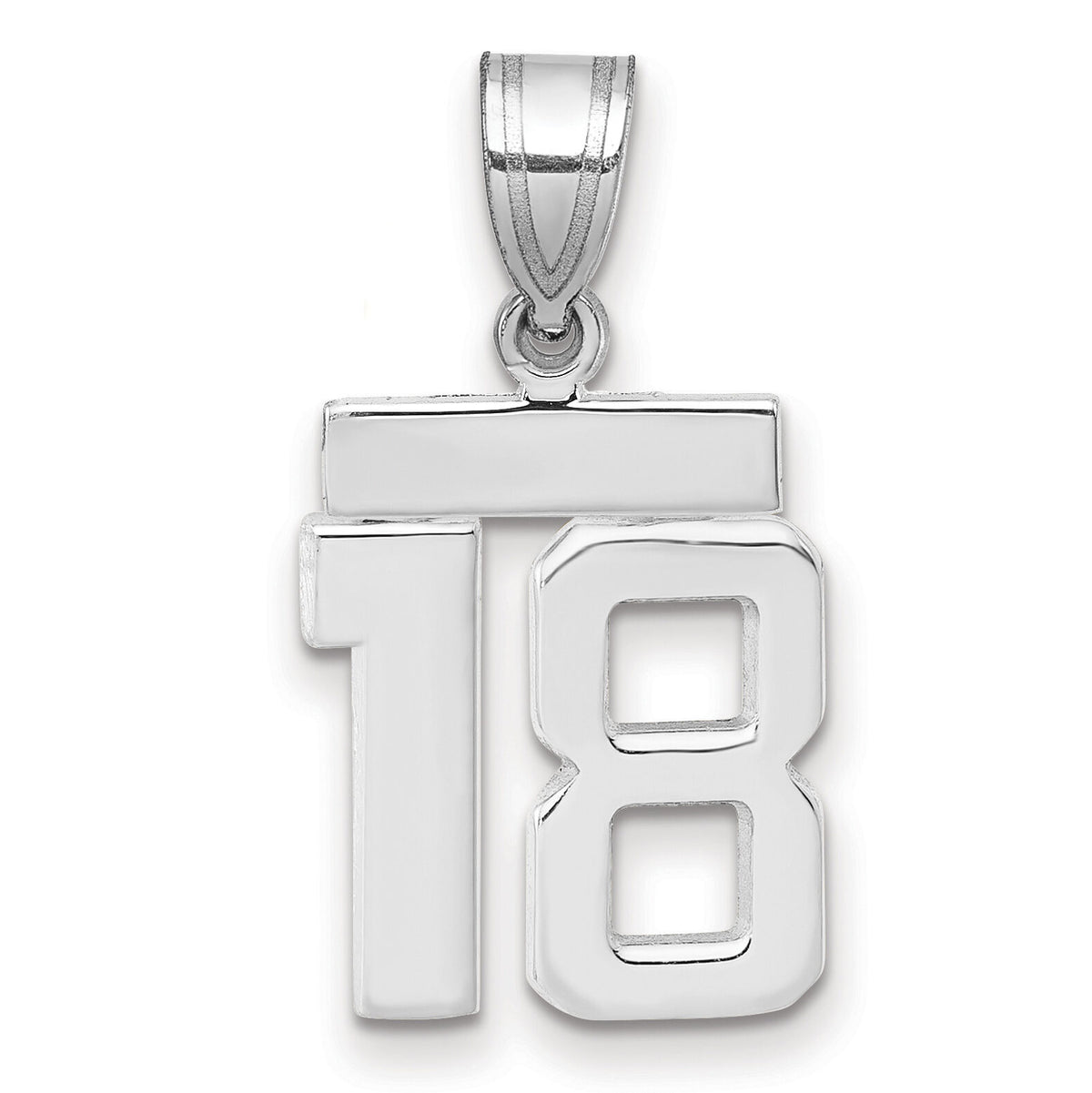 14kw Small Polished Number 18 Charm-WSP18
