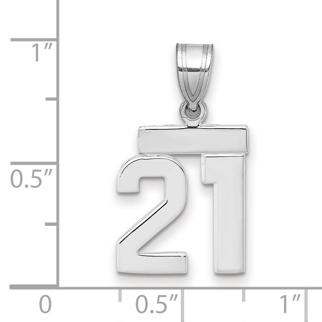 14kw Small Polished Number 21 Charm-WSP21