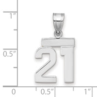 14kw Small Polished Number 21 Charm-WSP21