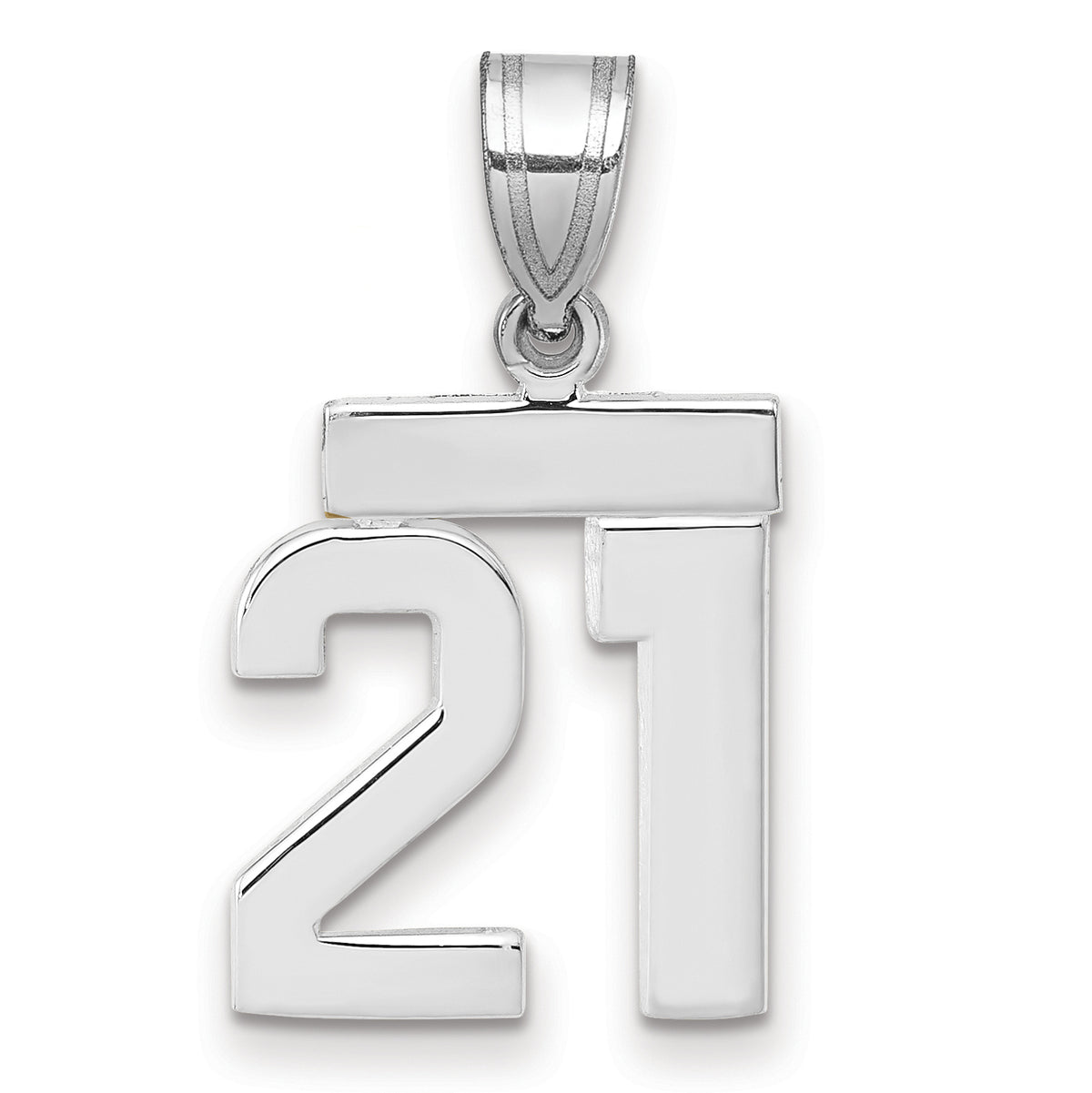 14kw Small Polished Number 21 Charm-WSP21