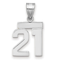 14kw Small Polished Number 21 Charm-WSP21