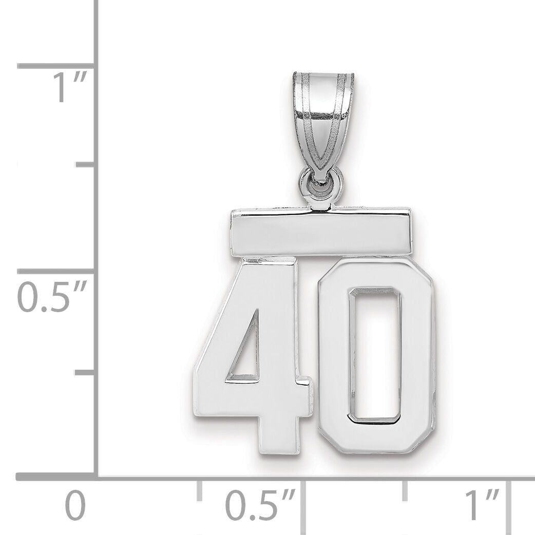 14kw Small Polished Number 40 Charm-WSP40
