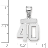 14kw Small Polished Number 40 Charm-WSP40