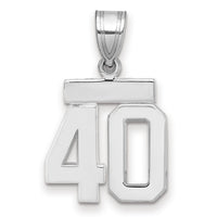 14kw Small Polished Number 40 Charm-WSP40